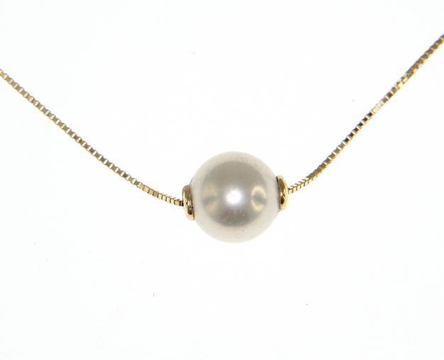 Golden necklace k9 with a pearl  (code S173630)